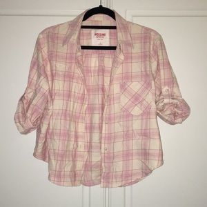 Pink and Cream Cropped Flannel